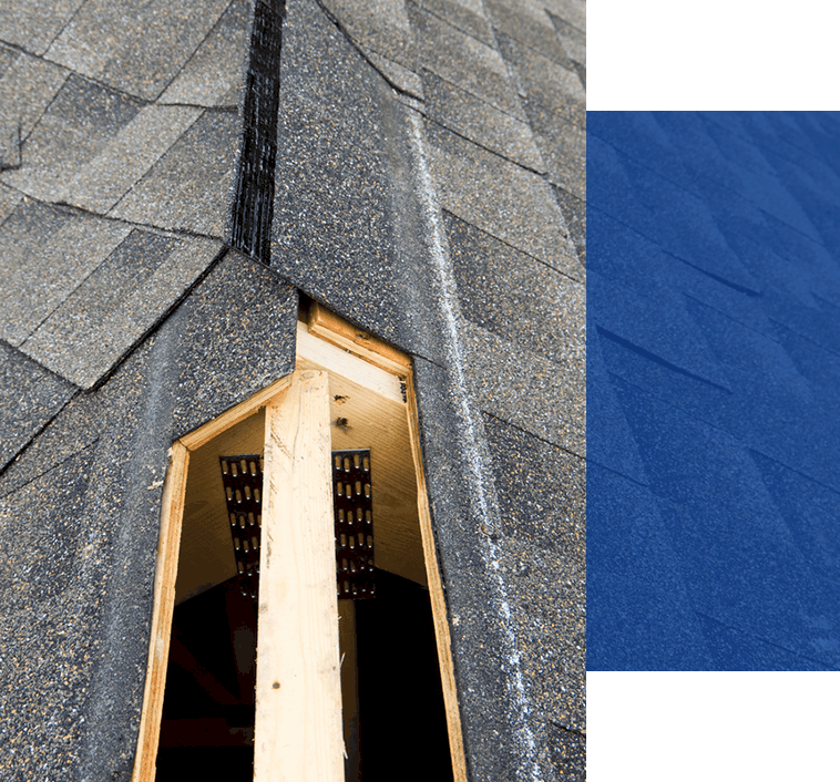 A roof with a gap in it due to adding insulation
