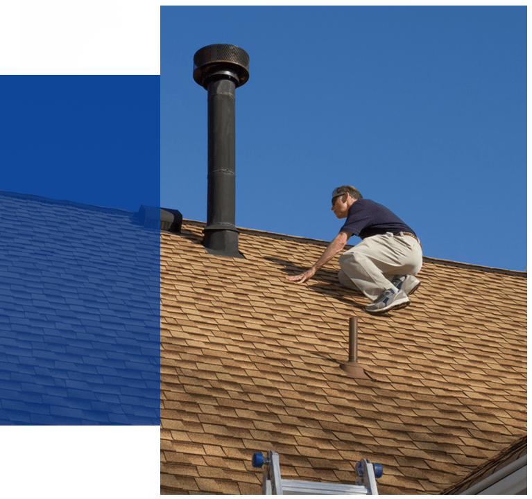 Roofer completing a roof inspection