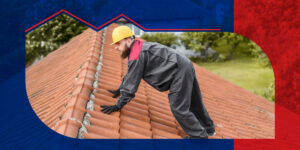 Man inspecting a roof